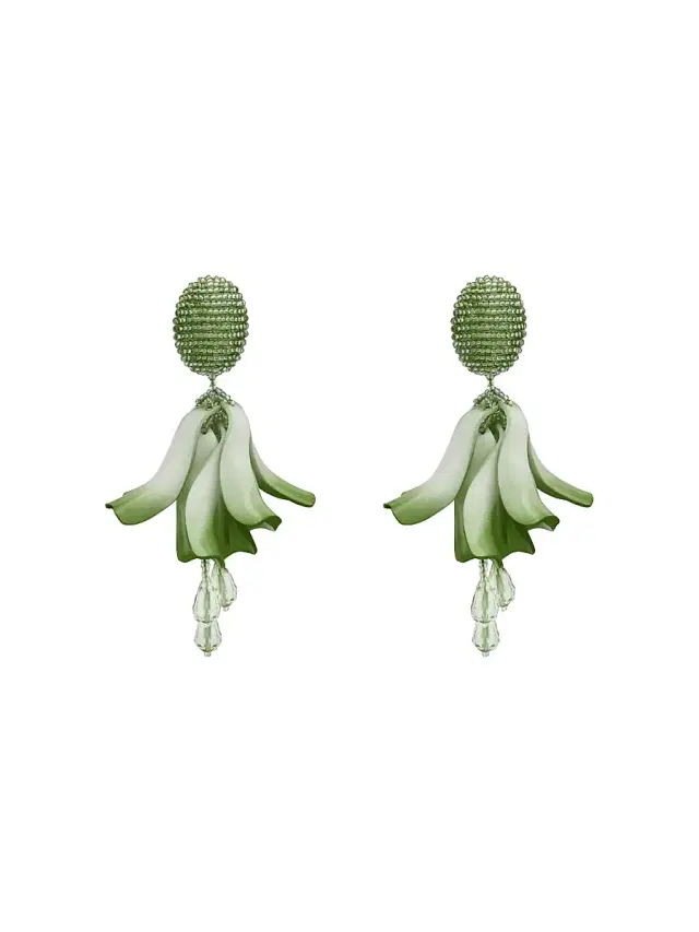 Women's 24K-Gold-Plated & Mixed-Media Petal Drop Earrings - Sage