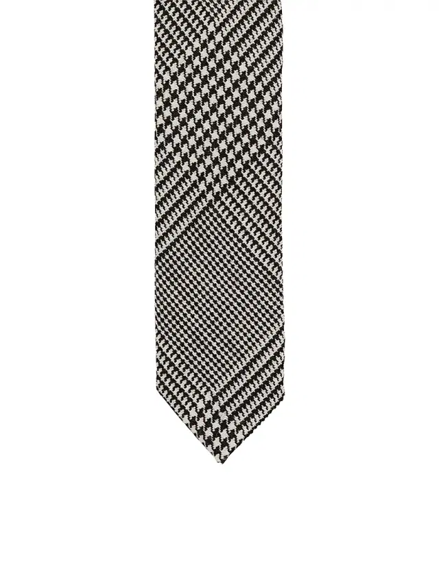 Men's Cravite Houndstooth Wool-Blend Fine Tie - Black White