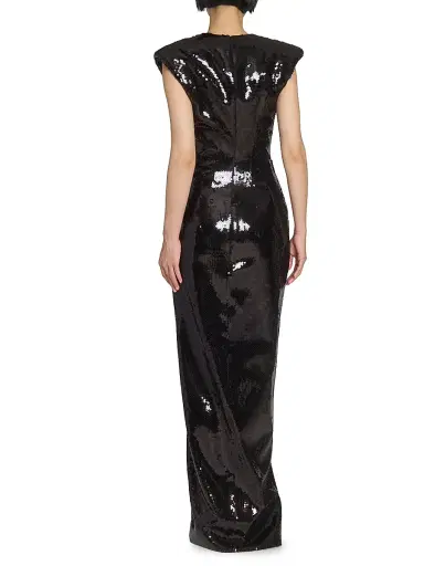 Balmain Women's Sequined V-Neck Gown - Noir | Thumbnail 5 Balmain Women's Sequined V-Neck Gown - Noir | Thumbnail 5