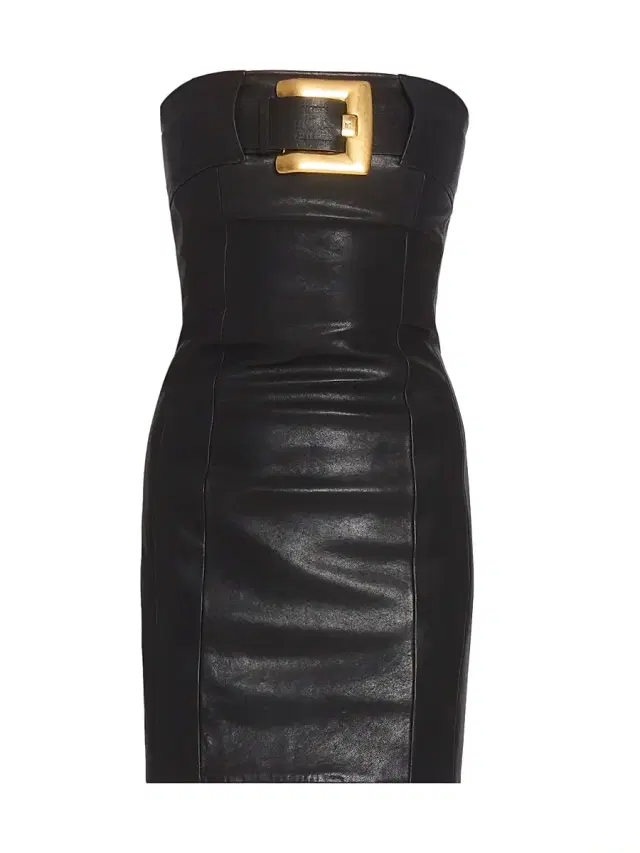 Women's Belt-Detail Leather Sleeveless Minidress - Noir