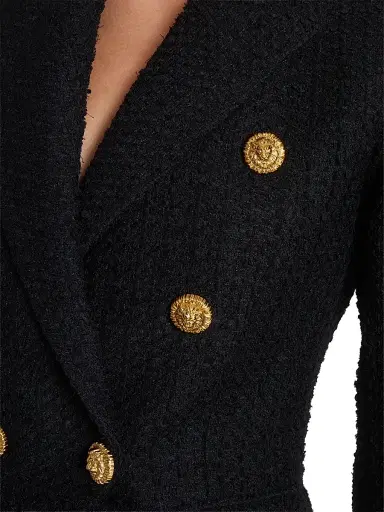 Balmain Women's Button-Detail Tweed Double-Breasted Jacket - Noir | Thumbnail 7 Balmain Women's Button-Detail Tweed Double-Breasted Jacket - Noir | Thumbnail 7