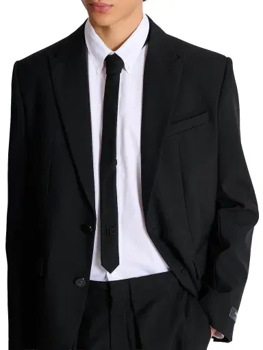 Balmain Men's Virgin Wool Tie - Black | Thumbnail 2 Balmain Men's Virgin Wool Tie - Black | Thumbnail 2