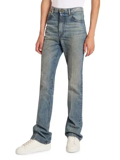 Balmain Men's Slim-Fit Straight-Leg Jeans - Bleu Jean Delave | Thumbnail 4
