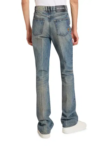 Balmain Men's Slim-Fit Straight-Leg Jeans - Bleu Jean Delave | Thumbnail 5