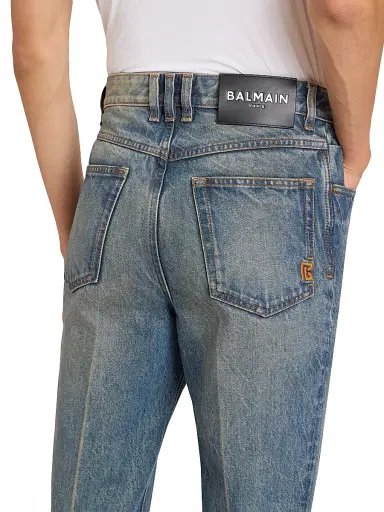 Balmain Men's Slim-Fit Straight-Leg Jeans - Bleu Jean Delave | Thumbnail 6