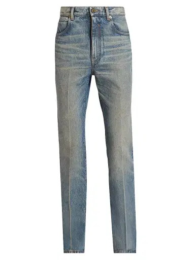 Balmain Men's Slim-Fit Straight-Leg Jeans - Bleu Jean Delave | Thumbnail 1