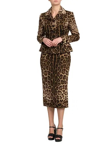 Dolce & Gabbana Women's Leopard-Print Wool Midi-Skirt - Leo New - Size 12 | Thumbnail 2