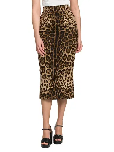 Dolce & Gabbana Women's Leopard-Print Wool Midi-Skirt - Leo New - Size 12 | Thumbnail 3
