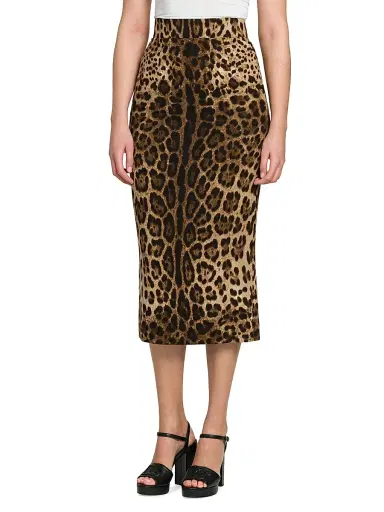 Dolce & Gabbana Women's Leopard-Print Wool Midi-Skirt - Leo New - Size 12 | Thumbnail 4