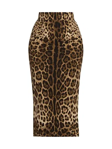 Dolce & Gabbana Women's Leopard-Print Wool Midi-Skirt - Leo New - Size 12 | Thumbnail 1