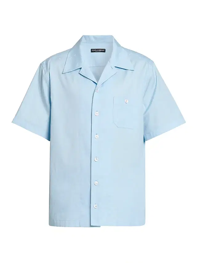 Dolce & Gabbana Men's Micro-Logo Cotton Poplin Short-Sleeve Shirt - Dg Piccolo Azzurro