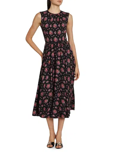 Dolce & Gabbana Women's Floral Silk-Blend Midi-Dress | Thumbnail 3 Dolce & Gabbana Women's Floral Silk-Blend Midi-Dress | Thumbnail 3