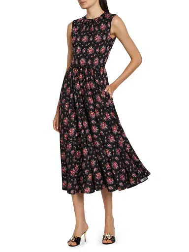 Dolce & Gabbana Women's Floral Silk-Blend Midi-Dress | Thumbnail 4 Dolce & Gabbana Women's Floral Silk-Blend Midi-Dress | Thumbnail 4