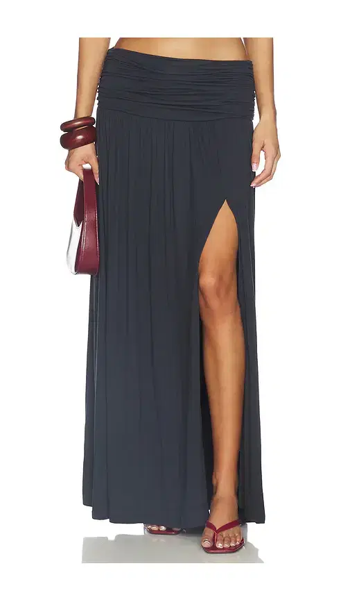 Avanni Ruched Low Waist Maxi Skirt