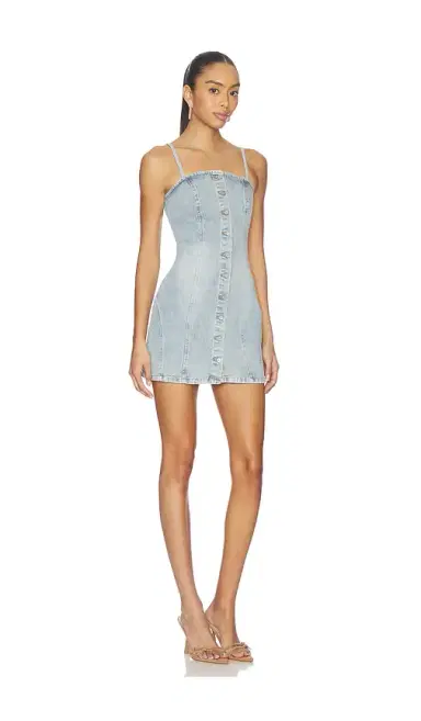 One Teaspoon Riviera Fitted Strappy Mini Denim Dress | Thumbnail 2