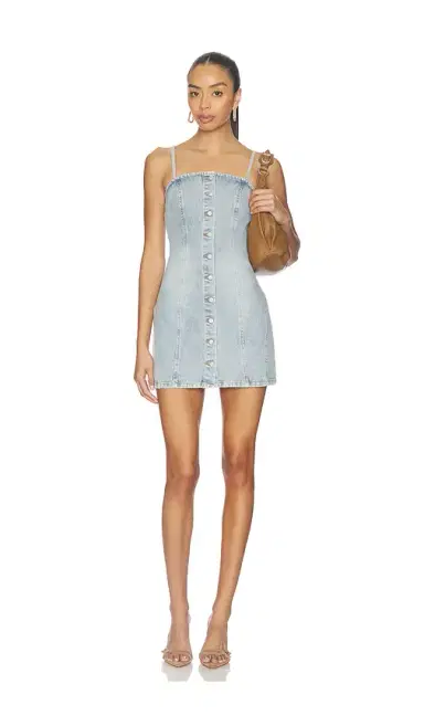 One Teaspoon Riviera Fitted Strappy Mini Denim Dress | Thumbnail 1
