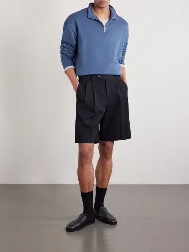 Auralee Wide-Leg Pleated Wool-Gabardine Shorts - Men | Thumbnail 2 Auralee Wide-Leg Pleated Wool-Gabardine Shorts - Men | Thumbnail 2
