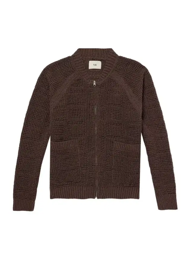 Folk Open-Knit Zip-Up Cardigan - Men