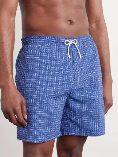 Brunello Cucinelli Straight-Leg Mid-Length Logo-Embroidered Printed Swim Shorts - Men | Thumbnail 2
