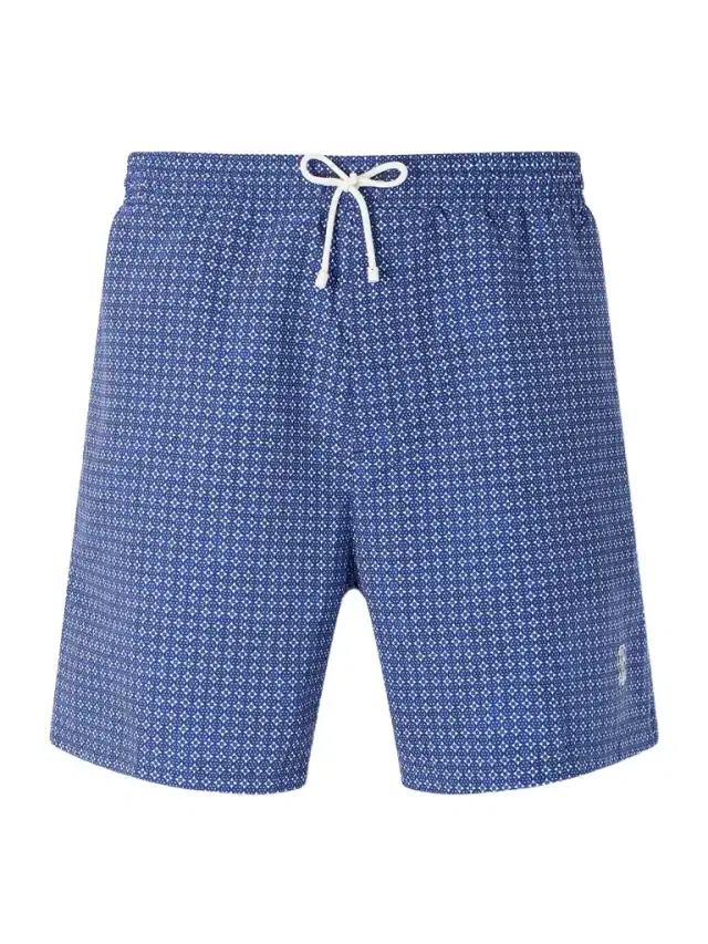 Brunello Cucinelli Straight-Leg Mid-Length Logo-Embroidered Printed Swim Shorts - Men