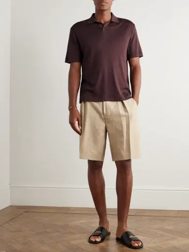 Loro Piana Valpiana Silk and Cotton-Blend Polo Shirt - Men | Thumbnail 2