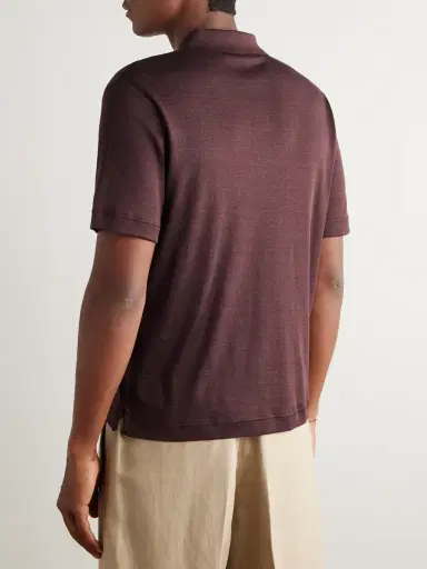 Loro Piana Valpiana Silk and Cotton-Blend Polo Shirt - Men | Thumbnail 3