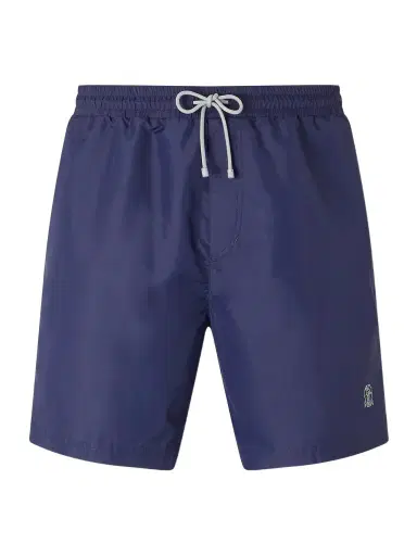 Brunello Cucinelli Straight-Leg Mid-Length Logo-Embroidered Swim Shorts - Men | Thumbnail 1 Brunello Cucinelli Straight-Leg Mid-Length Logo-Embroidered Swim Shorts - Men | Thumbnail 1
