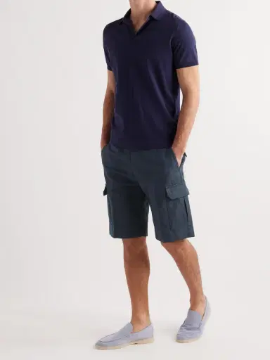 Loro Piana Straight-Leg Cotton and Linen-Blend Cargo Shorts IT 50 | Thumbnail 2