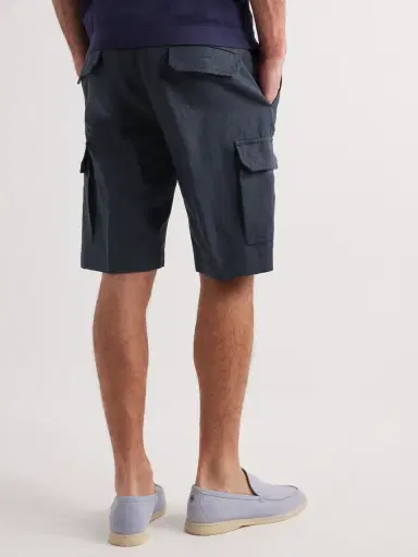 Loro Piana Straight-Leg Cotton and Linen-Blend Cargo Shorts IT 50 | Thumbnail 3