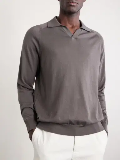 Sunspel Sea Island Cotton and Cashmere-Blend Polo Shirt - Men | Thumbnail 3 Sunspel Sea Island Cotton and Cashmere-Blend Polo Shirt - Men | Thumbnail 3