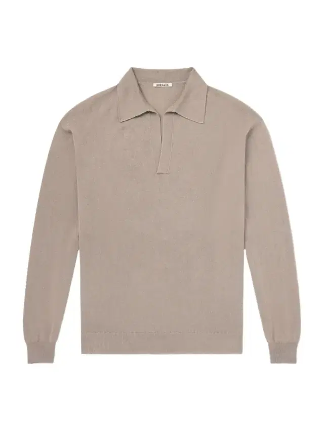 Auralee Open-Collar Cashmere and Silk-Blend Polo Shirt - Men