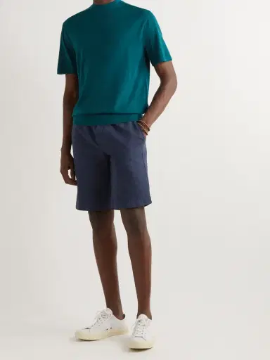 Loro Piana Straight-Leg Cotton and Linen-Blend Drawstring Bermuda Shorts - Men | Thumbnail 2 Loro Piana Straight-Leg Cotton and Linen-Blend Drawstring Bermuda Shorts - Men | Thumbnail 2