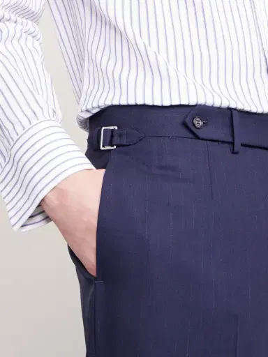 dunhill Straight-Leg Pinstriped Wool Suit Trousers - Men | Thumbnail 5