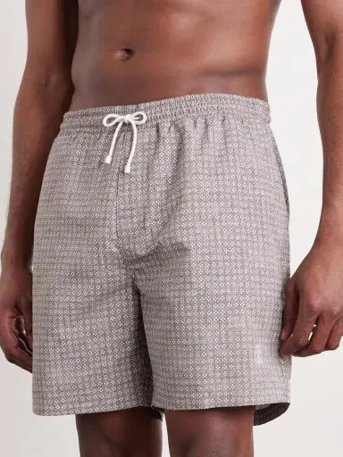 Brunello Cucinelli Straight-Leg Mid-Length Logo-Embroidered Printed Swim Shorts - Men | Thumbnail 2