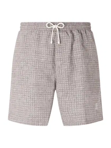 Brunello Cucinelli Straight-Leg Mid-Length Logo-Embroidered Printed Swim Shorts - Men | Thumbnail 1