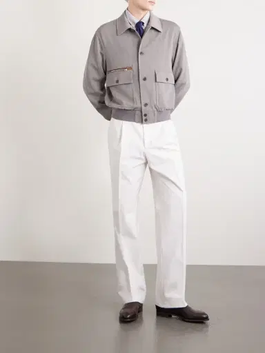 dunhill Suede-Trimmed Wool Jacket - Men | Thumbnail 2