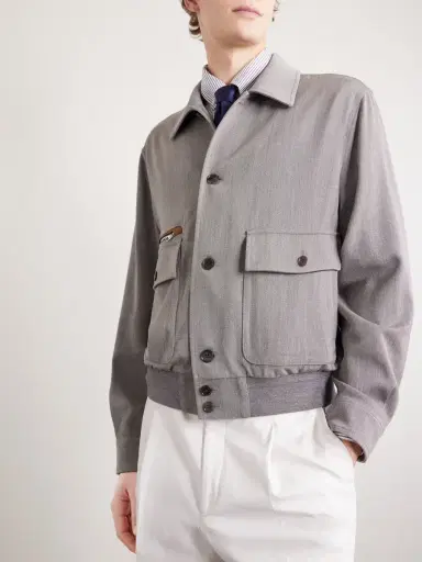 dunhill Suede-Trimmed Wool Jacket - Men | Thumbnail 3