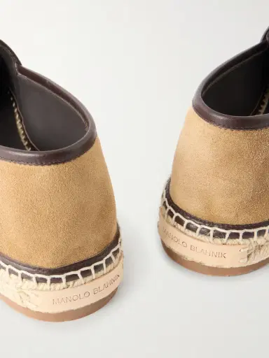 Manolo Blahnik Nerano Leather-Trimmed Suede Espadrilles - Men | Thumbnail 4