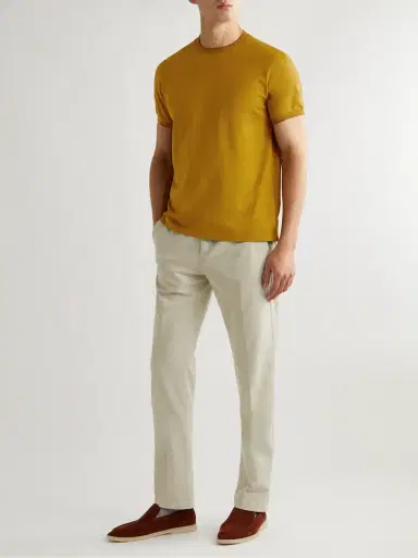 Loro Piana Contrast-Tipped Sea Island Cotton-Piqué T-shirt - Men | Thumbnail 2