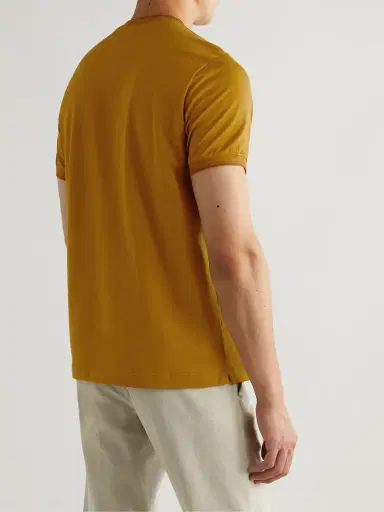 Loro Piana Contrast-Tipped Sea Island Cotton-Piqué T-shirt - Men | Thumbnail 3