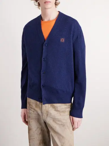 Loewe Logo-Embroidered Wool-Blend Cardigan - Men | Thumbnail 3 Loewe Logo-Embroidered Wool-Blend Cardigan - Men | Thumbnail 3