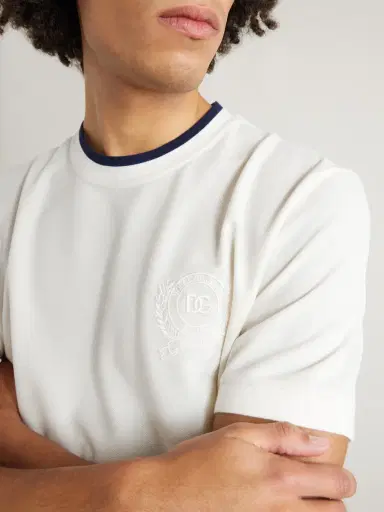 Dolce & Gabbana Logo-Embroidered Piqué T-Shirt - Men | Thumbnail 5