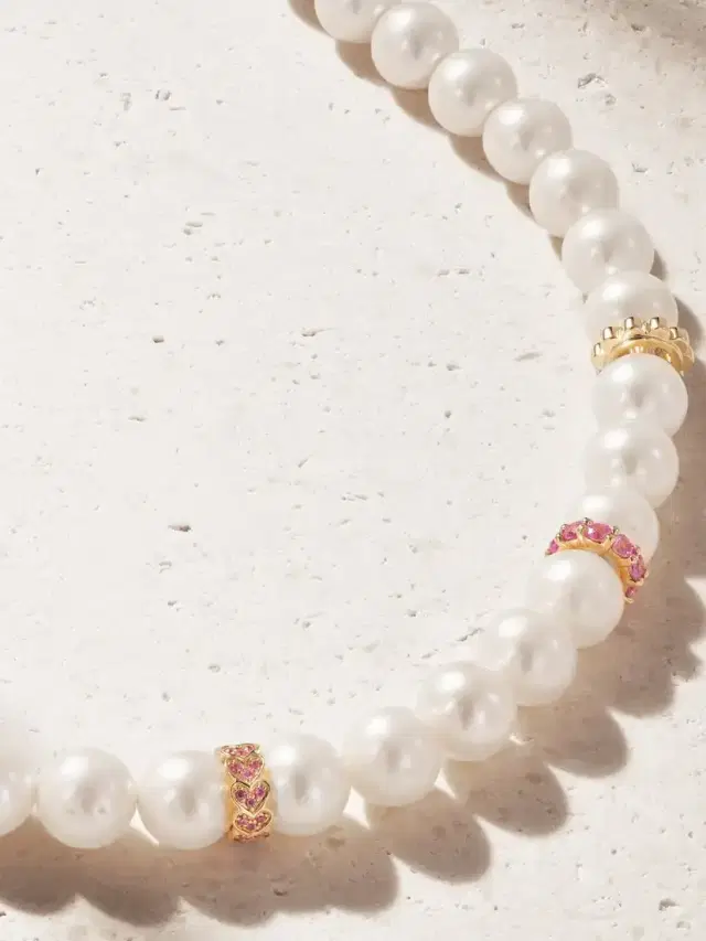 14-karat Gold, Sapphire And Pearl Necklace