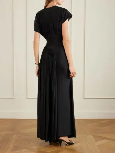 Rabanne Asymmetric Gathered Satin Maxi Dress | Thumbnail 3 Rabanne Asymmetric Gathered Satin Maxi Dress | Thumbnail 3