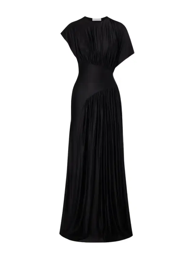 Rabanne Asymmetric Gathered Satin Maxi Dress