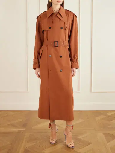Saint Laurent Double-breasted Belted Cotton And Silk-blend Trench Coat | Thumbnail 3