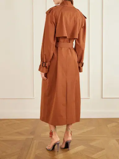 Saint Laurent Double-breasted Belted Cotton And Silk-blend Trench Coat | Thumbnail 4