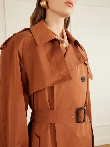 Saint Laurent Double-breasted Belted Cotton And Silk-blend Trench Coat | Thumbnail 5