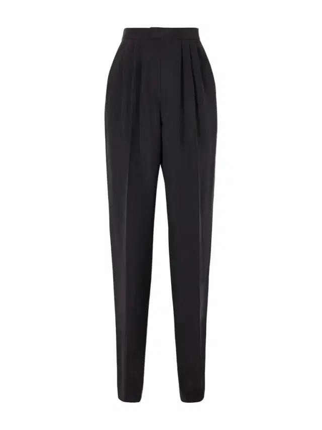 Pleated Silk-habotai Straight-leg Pants