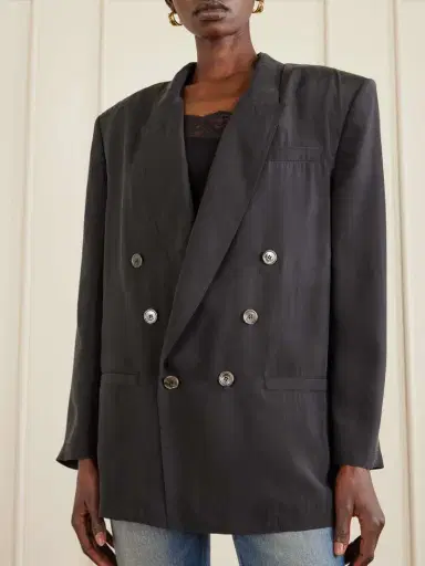 Saint Laurent Double-breasted Silk-habotai Blazer | Thumbnail 3